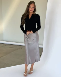 KLARA midi nederdel, sand