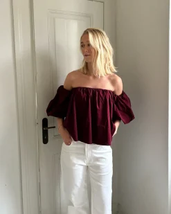 LEANNA off shoulder bluse, bordeaux