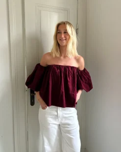 LEANNA off shoulder bluse, bordeaux