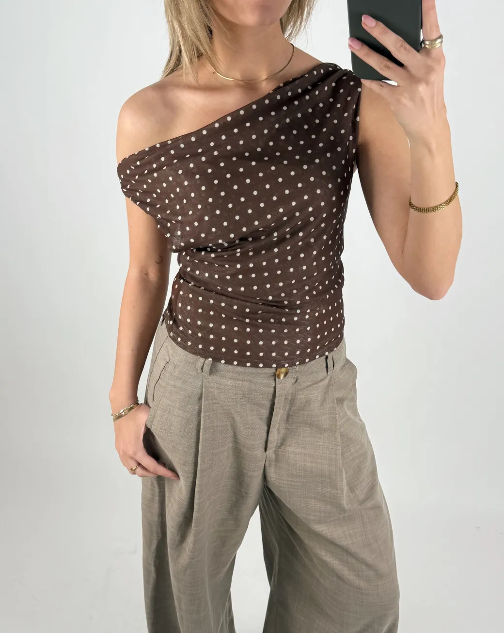 LENNOX off shoulder top, brun