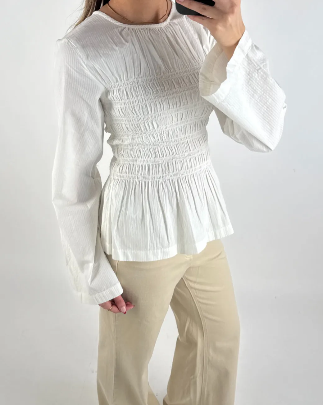 LINA smock bluse, hvid