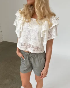 LUCILLE blonde bluse, hvid