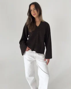 LUCY langærmet strik cardigan, brun
