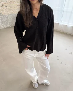 LUCY langærmet strik cardigan, brun
