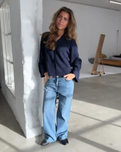 LUCY langærmet strik cardigan, navy