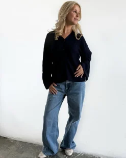 LUCY langærmet strik cardigan, navy