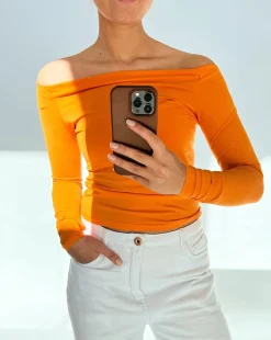 MAIKEN off shoulder bluse, orange