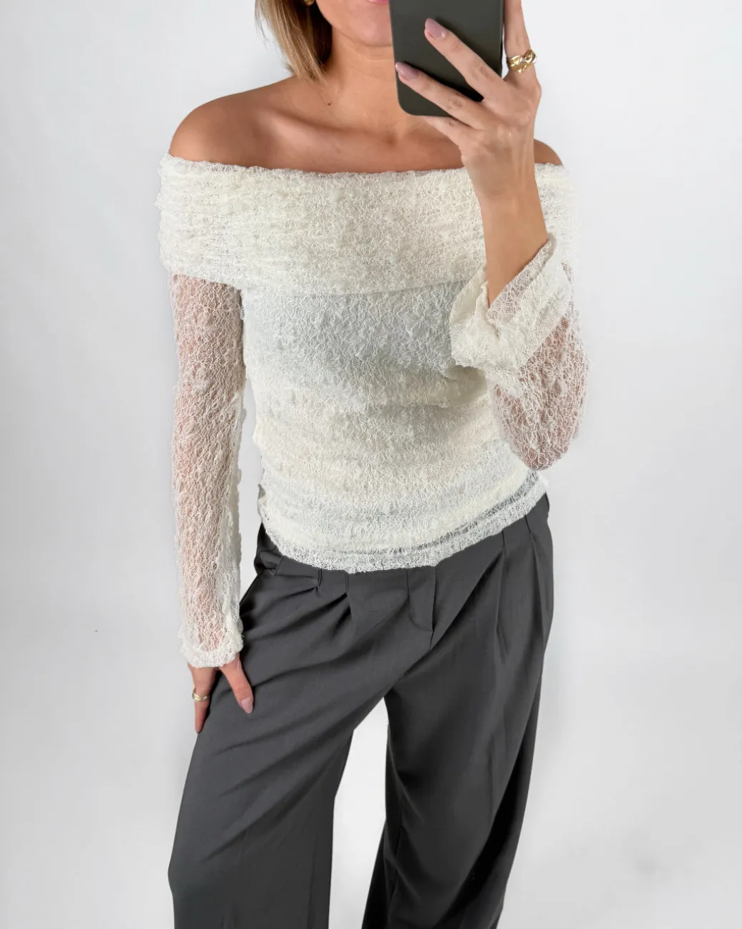 MAISY off shoulder bluse, hvid