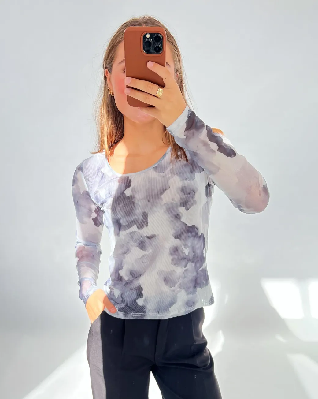 MALLE mesh bluse, sort