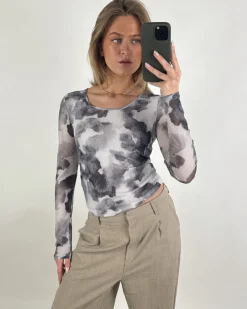 MALLE mesh bluse, sort