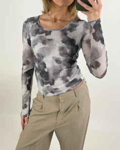 MALLE mesh bluse, sort