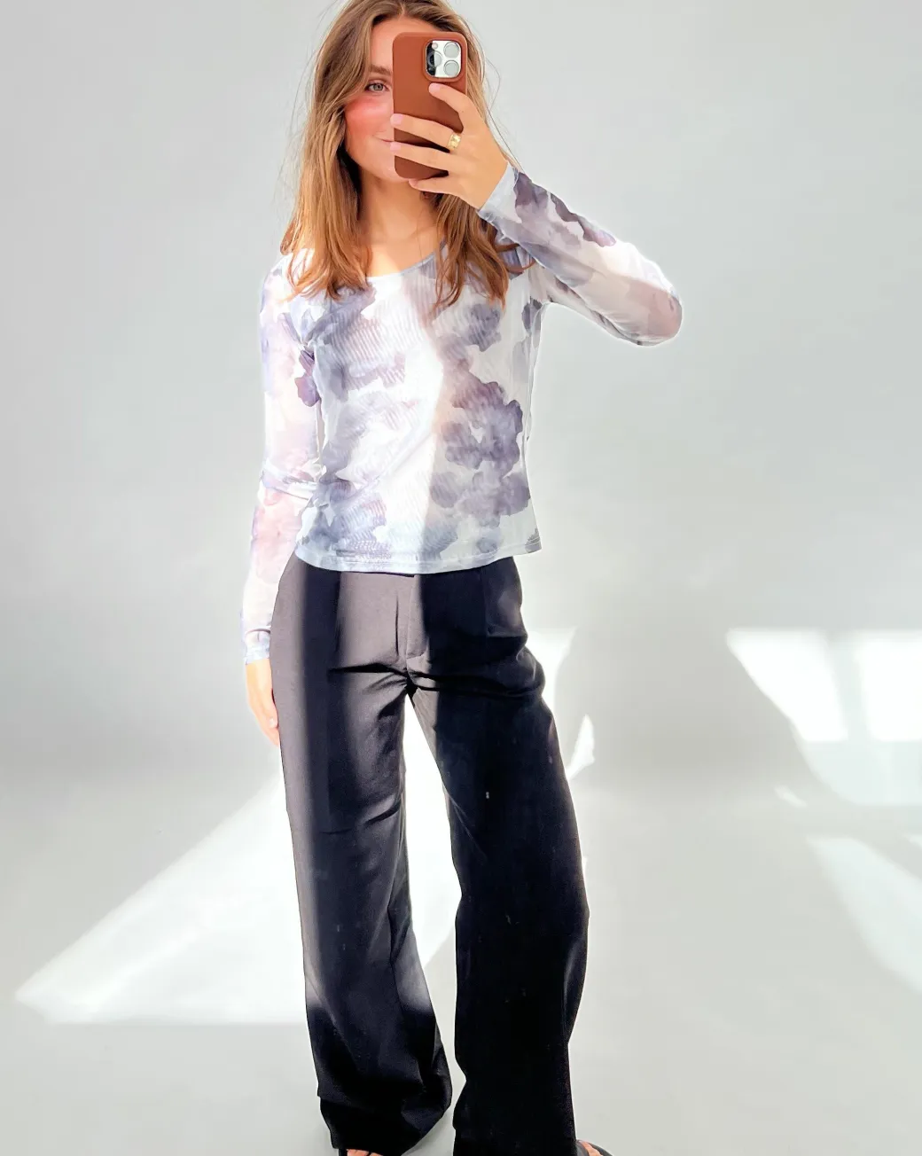 MALLE mesh bluse, sort