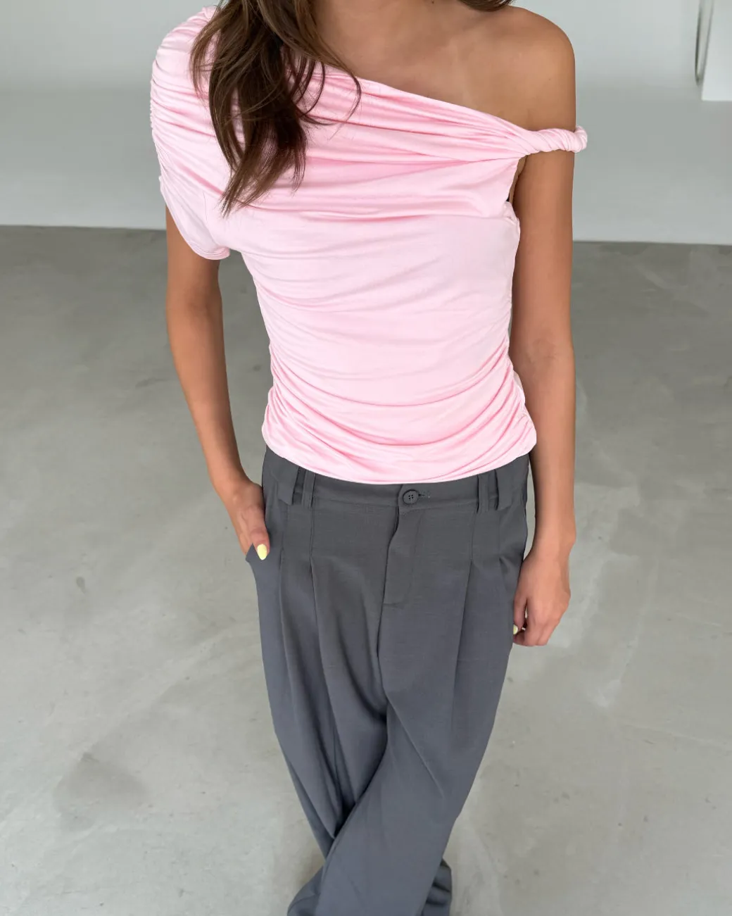 MILENA off shoulder top, lyserød