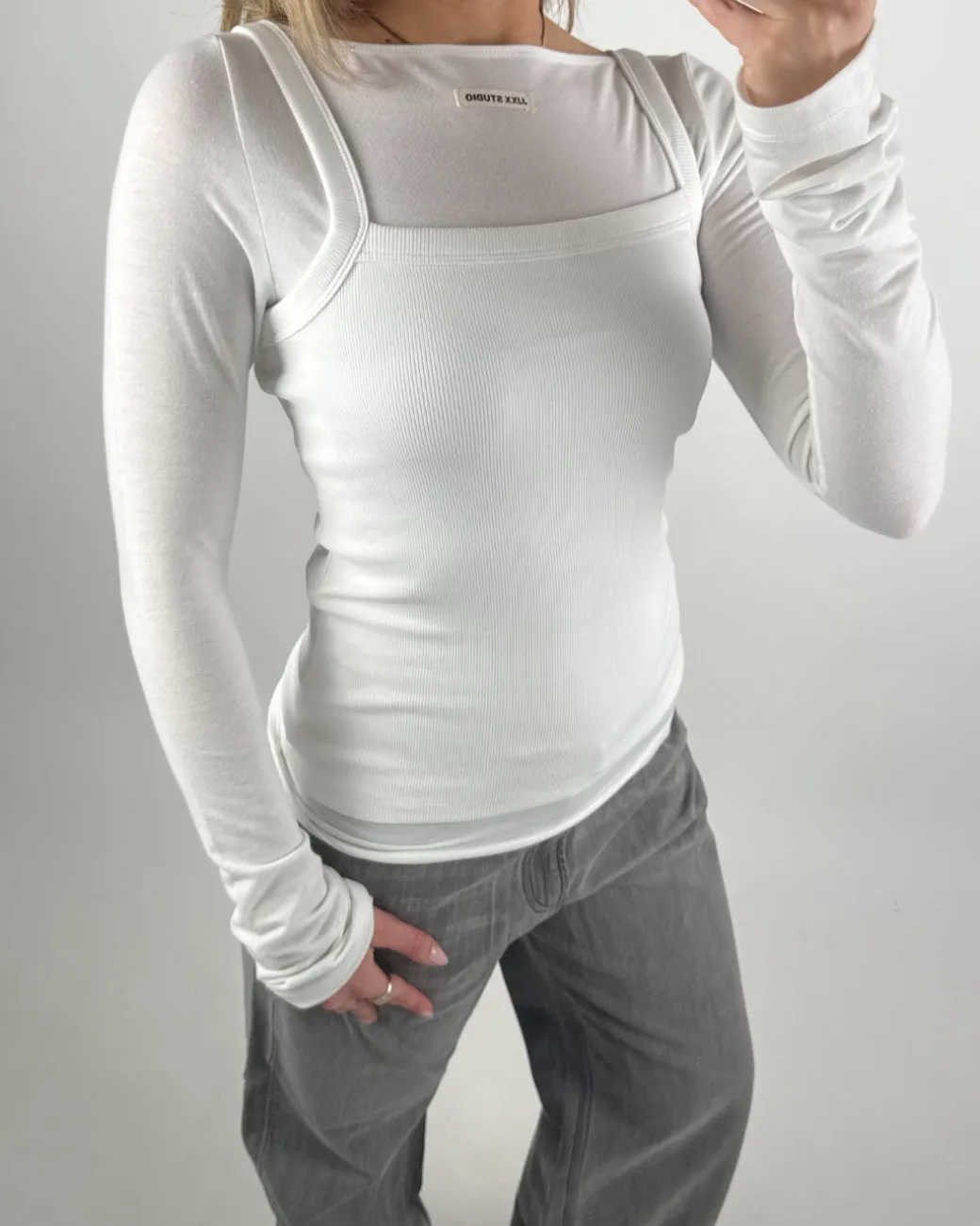 MINA boatneck bluse, hvid