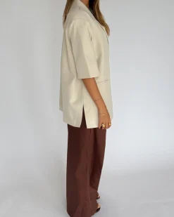 MINNIE oversized kortærmet blazer, creme