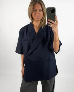 MINNIE oversized kortærmet blazer, navy
