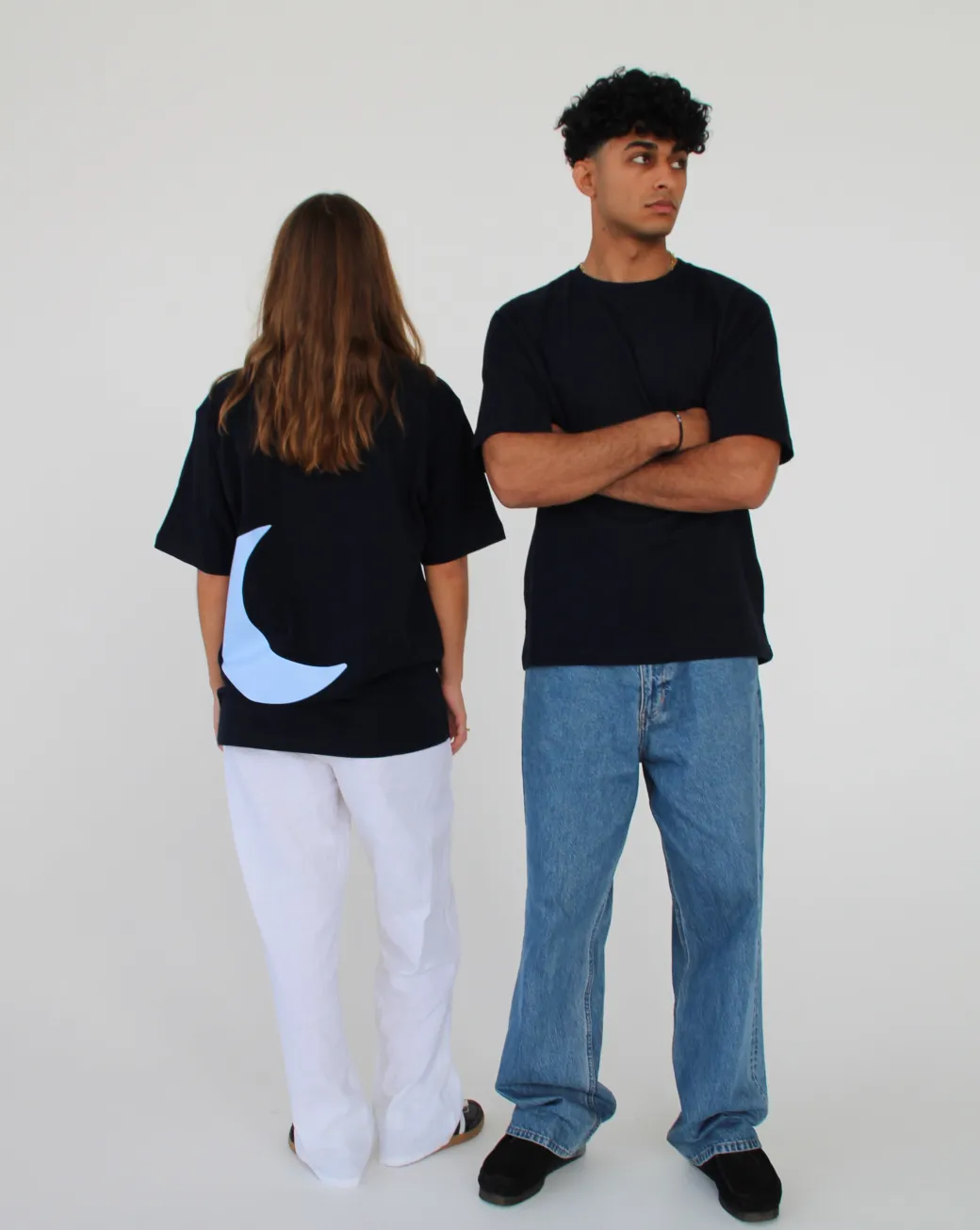 MÅNE t-shirt, navy/lyseblå