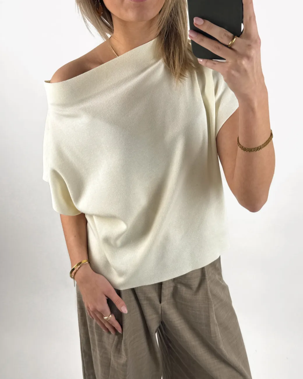 MONA one shoulder top, creme