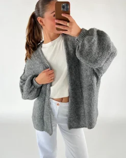 NAIOMI cardigan, mørkegrå