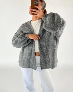 NAIOMI cardigan, mørkegrå