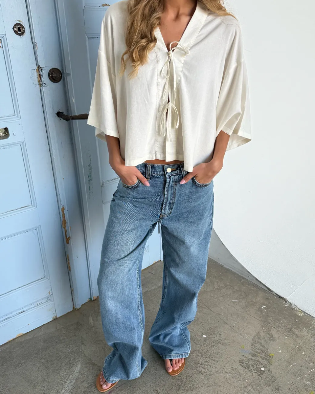 NANNA wide leg jeans, blå
