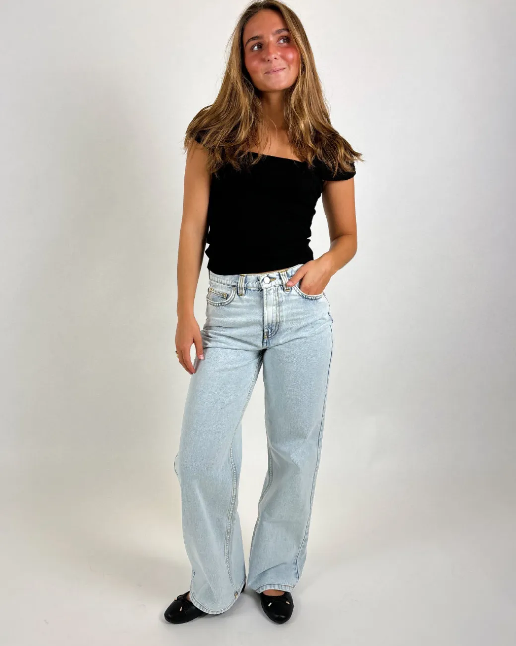 NANNA wide leg jeans, lyseblå