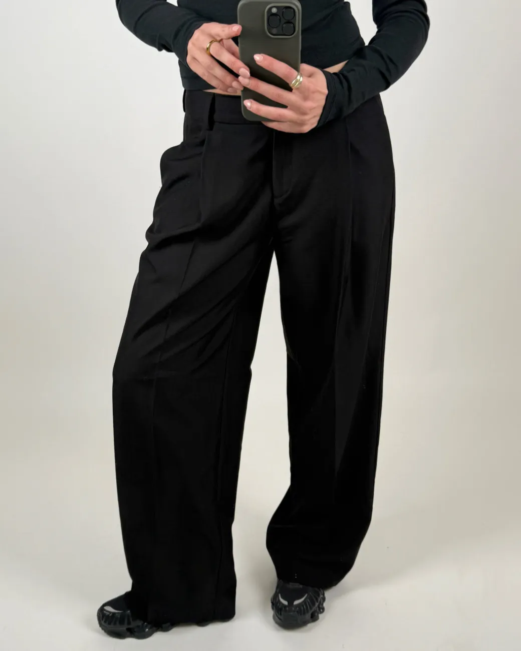 NAOMI low waist bukser, sort