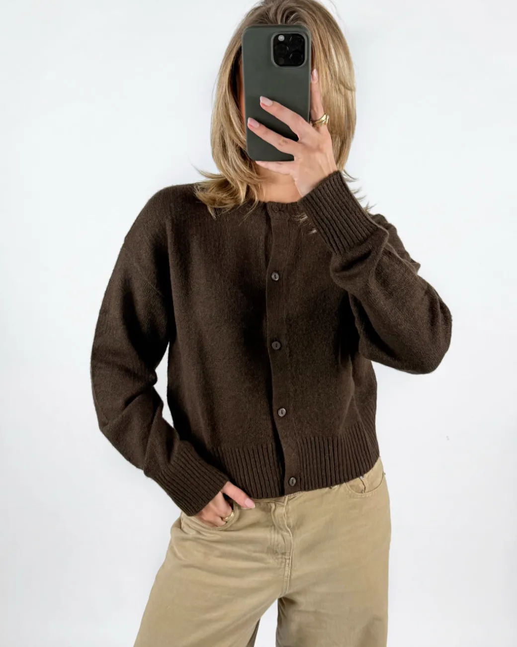 NATALIE strik cardigan, brun