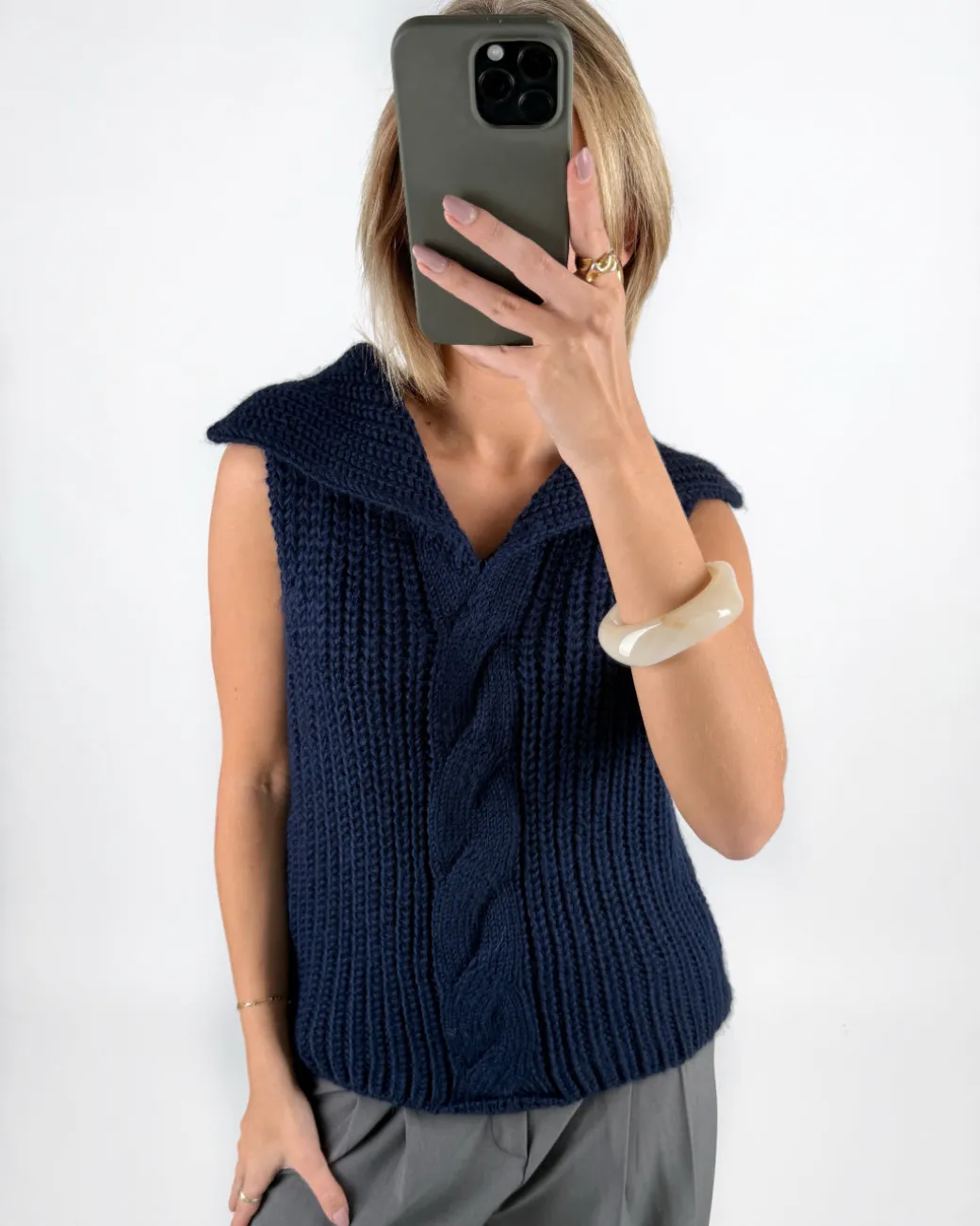 OCEAN strikket vest, navy