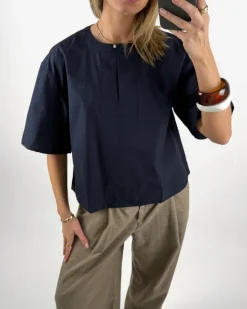 OLEANE kortærmet bluse, navy