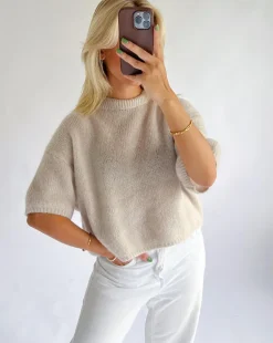 POPPY kortærmet strik, beige