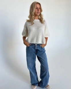 POPPY kortærmet strik, hvid