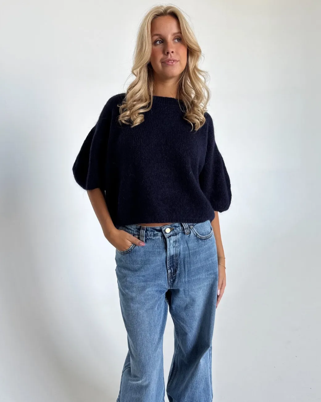 POPPY kortærmet strik, navy