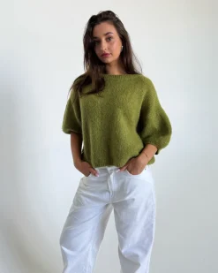 POPPY kortærmet strik, olive