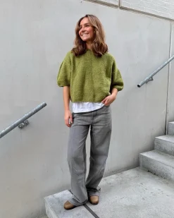 POPPY kortærmet strik, olive