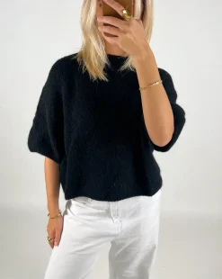 POPPY kortærmet strik, sort