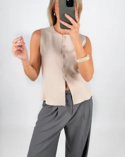 REYNARD strik vest, beige