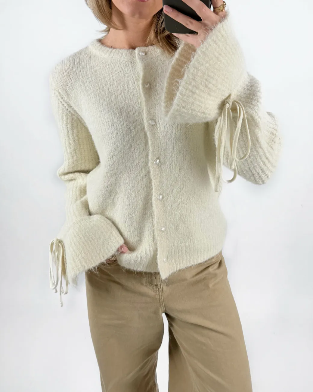 SALIKA strikket cardigan, creme
