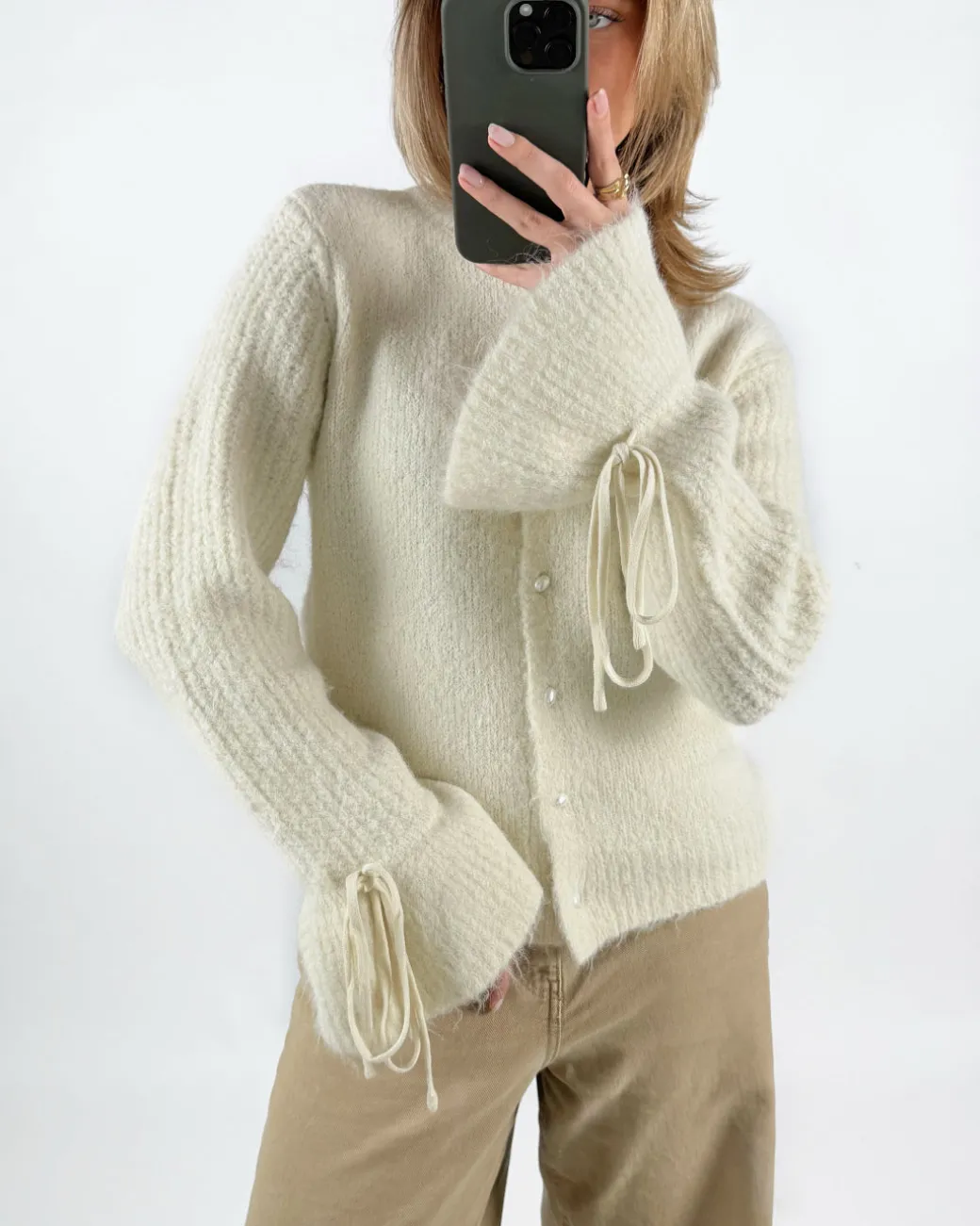 SALIKA strikket cardigan, creme