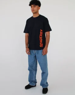 SØNDERBY t-shirt, navy/orange
