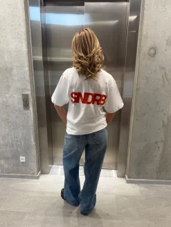 SNDRB t-shirt, hvid/rød