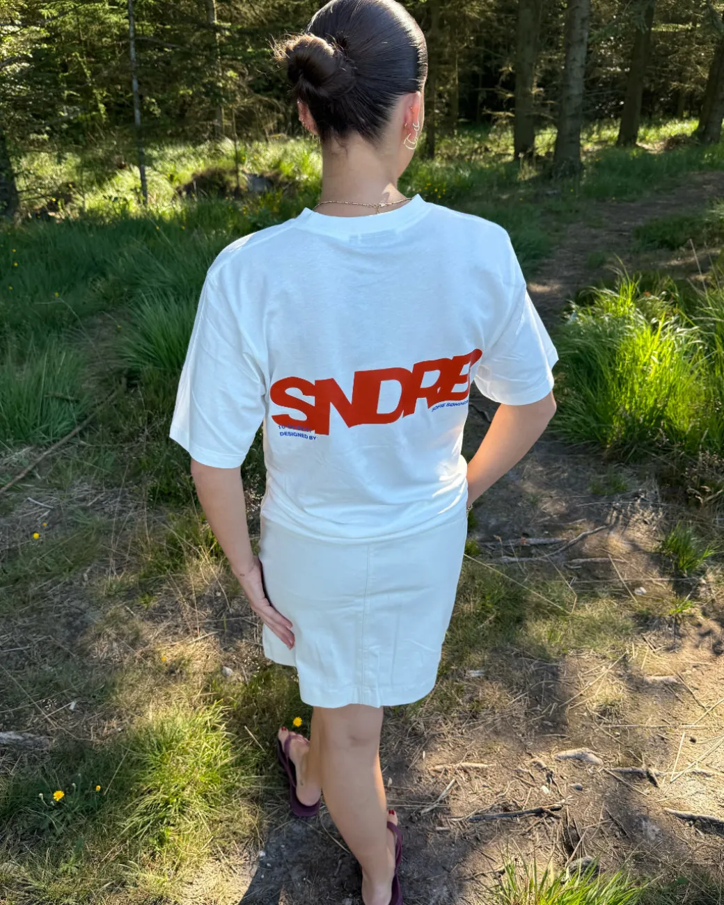 SNDRB t-shirt, hvid/rød