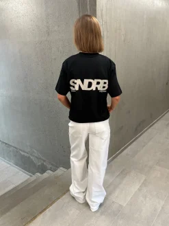 SNDRB t-shirt, sort/beige