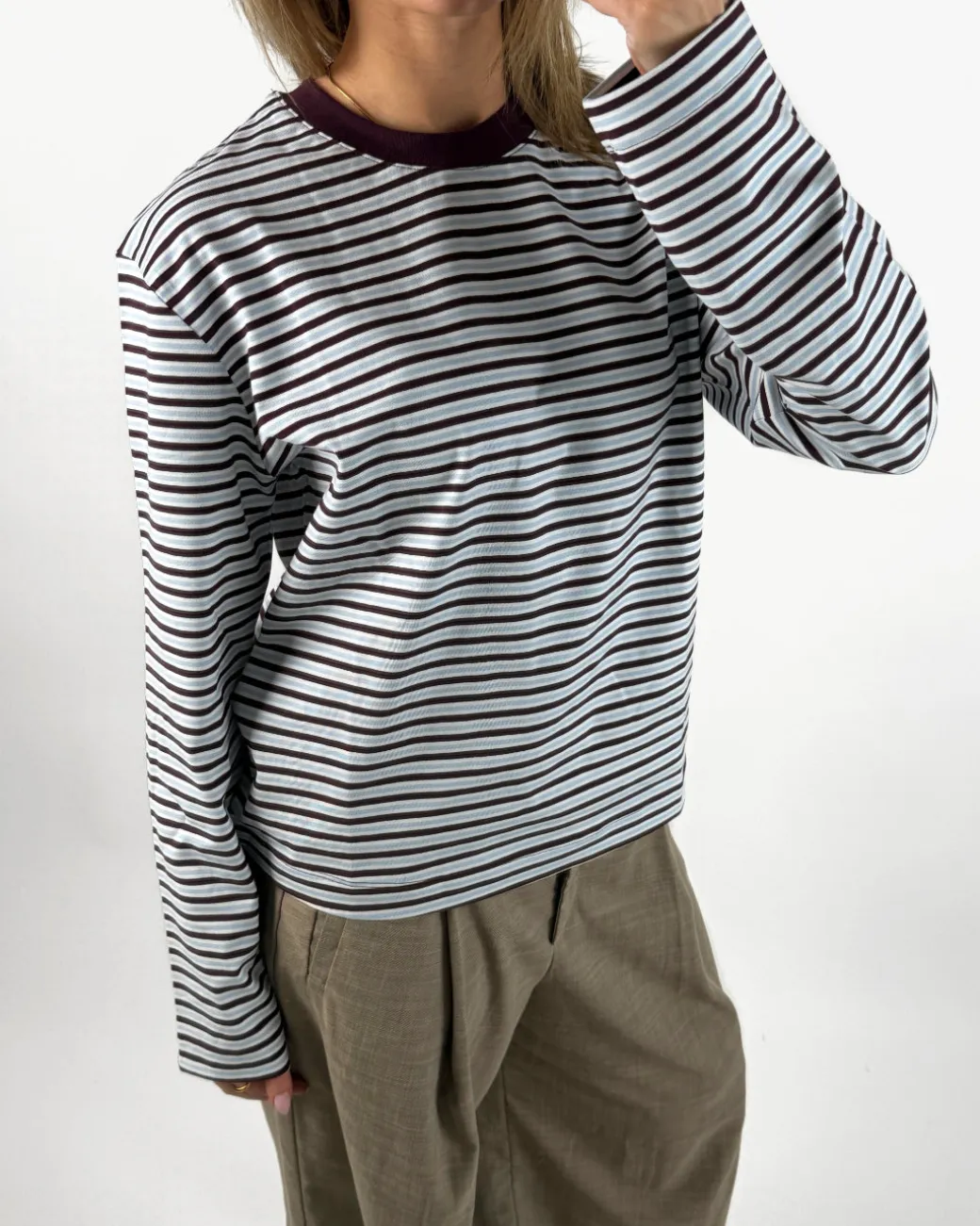 SOPHIA long sleeve, bordeaux/lyseblå