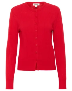 SPINA langærmet cardigan, rød