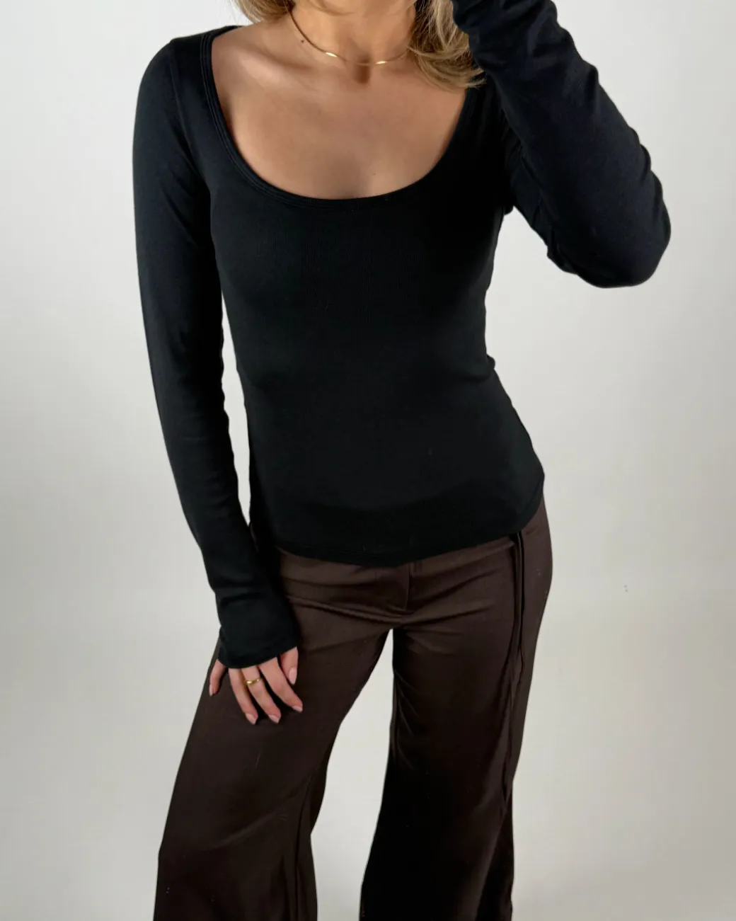 STAR langærmet bluse, sort
