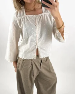 SUNELA bluse 3/4 ærme, hvid