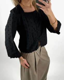 SUNELA bluse 3/4 ærme, sort