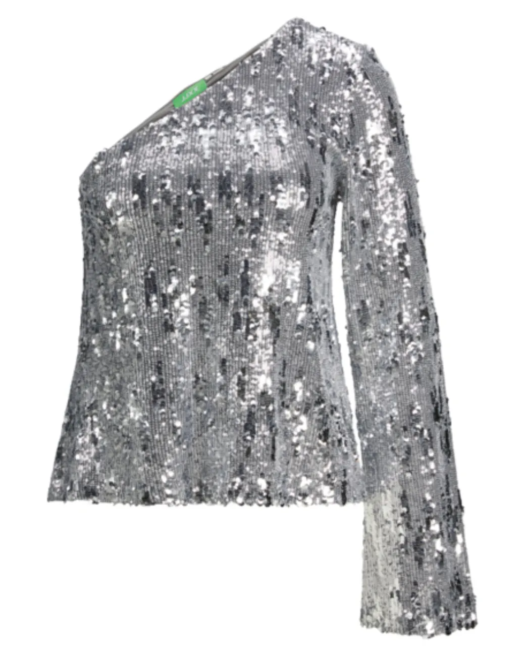 TARA one shoulder bluse, sølv