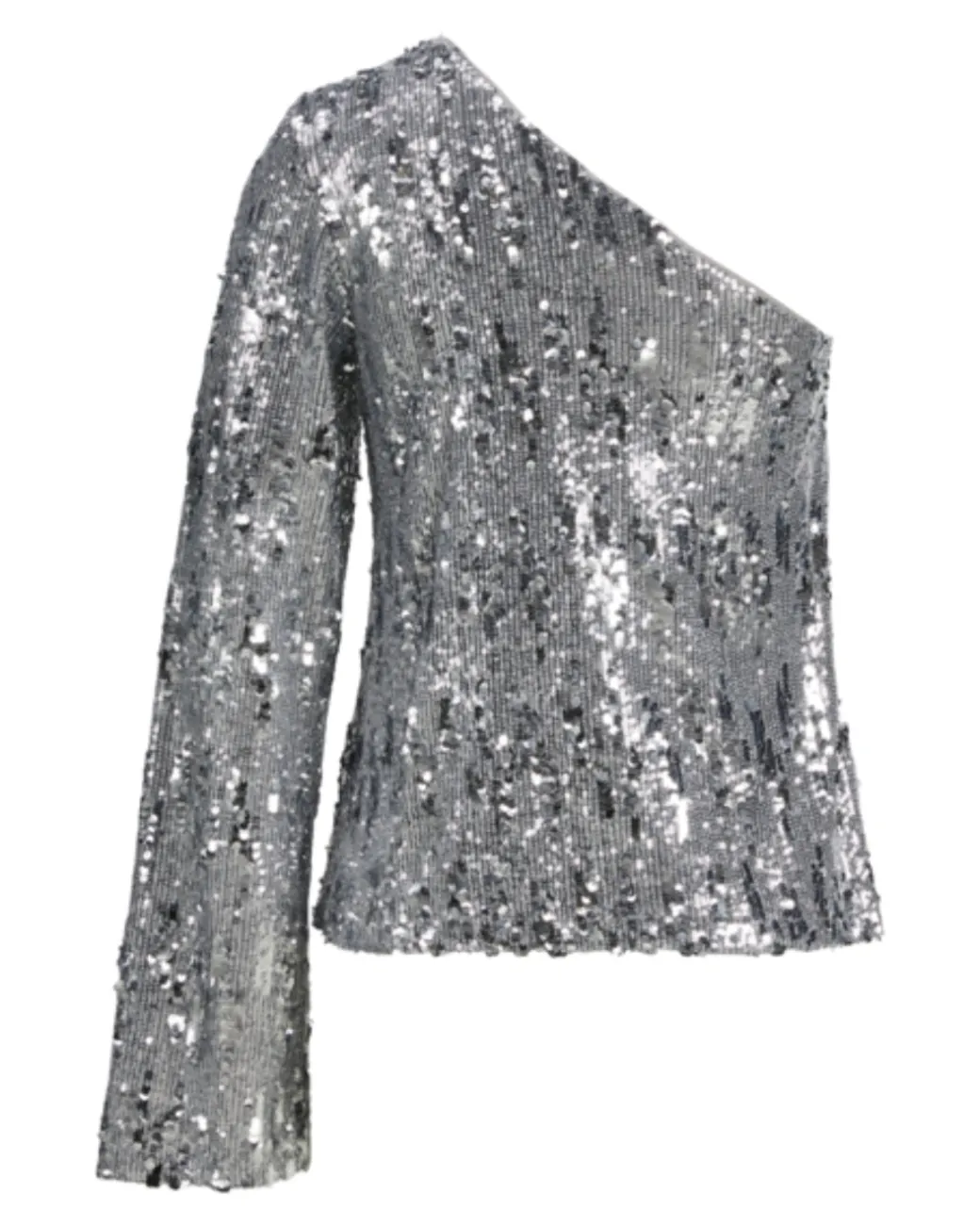 TARA one shoulder bluse, sølv